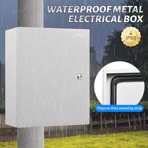 Steel Electrical Junction Box, 20 x 16 x 8 Waterproof & Dustproof Electrical Enclosure, Outdoor & Indoor Universal Project Box with Lock & Mounting Plate - size: 20 x 16 x 8"
