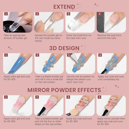Clear and Nude Solid Builder Gel for Nails Extension 3D Hard Gel - color: Clear and Dark Nude