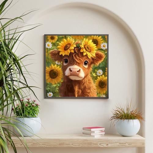 Diamond Art Kits for Adults & Beginners, Highland Cow Diamond Painting Kit - color: HMDPUS-25405