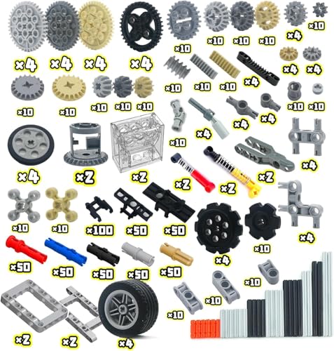 Technical Gears Axles Parts Pieces - Gearbox Bulding Block Classic Bulk Compatible with Cars Bricks Motor Gears Wheels Chain Tires, Ball Universal Joints Shock Absorber Connector Gears Parts Toys - color: Gears