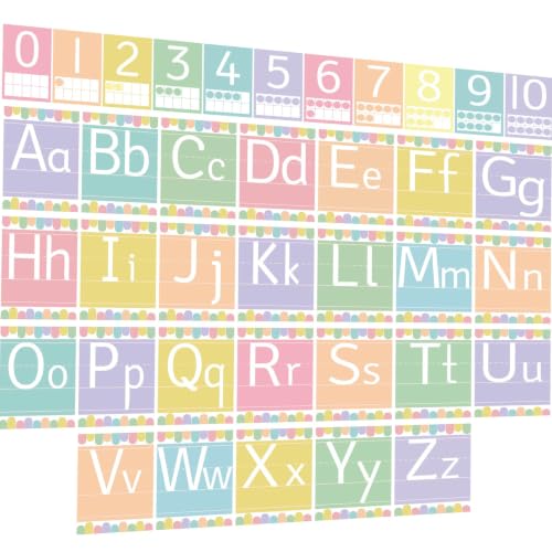 37 Pcs Pastel ABC Alphabet for Classroom Wall ABC Posters and 0-10 Number Cards Pastel Bulletin Board Letters Number Line for Classroom (Pastel ABC) - color: Pastel Abc