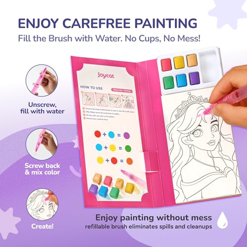 JoyCat 2 Pack Pocket Paint with Water Coloring Books for Kids - style: 2 Pack - Makeup & Princess