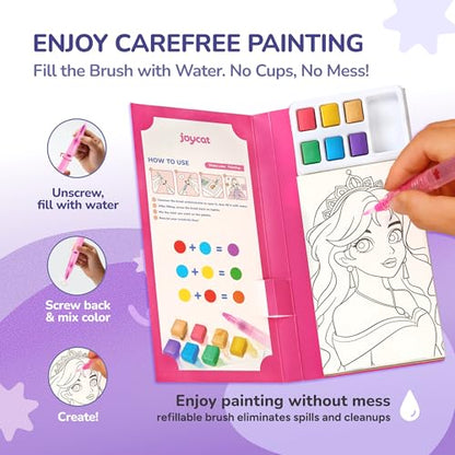 JoyCat 2 Pack Pocket Paint with Water Coloring Books for Kids - style: 2 Pack - Makeup & Princess