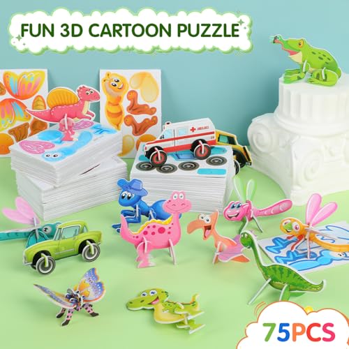 DIY 3D Creative Insect Paper Jigsaw Puzzle Set, 75 PCS 3D Cartoon Puzzles, Smart 3D Cartoon Puzzle, Glue Free Assembly, Insect Puzzle Set Smart Puzzle, Activity for Interesting Gifts