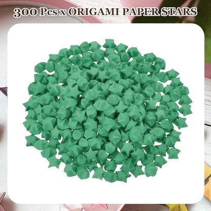 MECCANIXITY 300 Pcs Paper Stars Pre-made Origami Lucky Wishing Star for Best Wish Christmas Party Wedding Valentine's Day Girl Friends Gift(Dark Green) - color: Dark Green