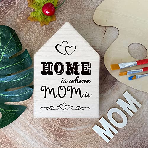4 Pack 8 Inch Wooden House Shape Block Unfinished Wood Farmhouse Cutouts Tabletop for DIY Crafts Memorial Sign,1 Inch Thick MDF - size: 8 in