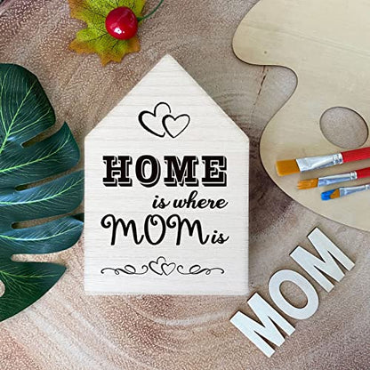 4 Pack 8 Inch Wooden House Shape Block Unfinished Wood Farmhouse Cutouts Tabletop for DIY Crafts Memorial Sign,1 Inch Thick MDF - size: 8 in