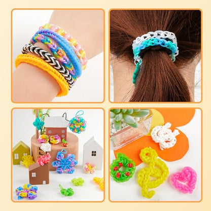 INSCRAFT Rubber Band Refill Kit: 18,950+ Rubber Bands in 37 Colors, S-Clips, Beads, Backpack Hooks, Tassels and More, DIY Friendship Bracelet Making Kits, Christmas Birthday Gift for Kids