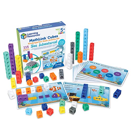 Learning Resources MathLink Cubes Kindergarten Math Activity Set Sea Adventures! - 115 Pieces, Age 5+, STEM Teaching Toys, Kindergartner Games - style: Sea Adventures