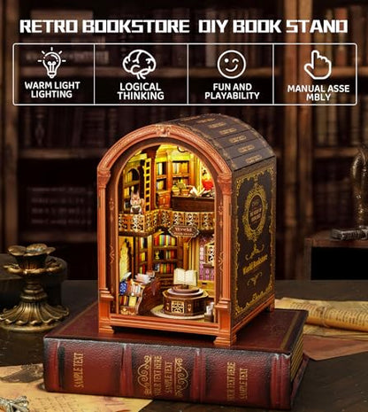 Spilay Book Nook Kit for Adults, Wanguo Bookstore DIY Miniature House Kit - color: Wanguo Bookstore