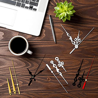 7pcs High Torque Quartz Clock Movement Mechanism Replacement Clock Kit with 10 Different Pairs of Hands Clock for DIY Handicrafts Repair Clock Parts Shaft Lengths 12mm 15.5mm 21.5mm