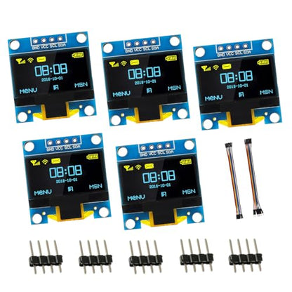 5 Pack 0.96 inch OLED IIC Display Module 128x64 Pixel Mini Self-Luminous Display Screen Board for Arduino Projects Raspberry Pi with Wire(Blue and Yellow) - color: Blue and Yellow