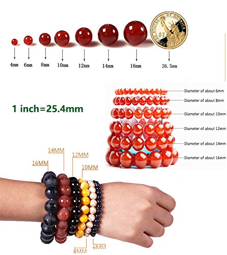Natural Stone Beads 100pcs 8mm Red Agate Jade Round Genuine Real Stone Beading Loose Gemstone Hole Size 1mm DIY Smooth Beads for Bracelet Necklace Earrings Jewelry Making (Red Agate, 8mm) - color: Red Agate, size: 8mm