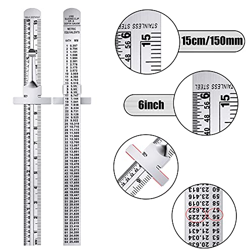 Toodoo Metal Ruler Set, 6 and 12 Inch Precision Measuring Rulers(4 Pcs)
