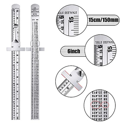 Toodoo Metal Ruler Set, 6 and 12 Inch Precision Measuring Rulers(4 Pcs)