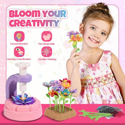 R RUCKERCO Flower Bouquet Craft Kits, DIY Arts and Crafts for Kids 4-6-8,Kids Crafts and Toys for Girls Toddler Activities Girl Art, 4 5 6 7 8+Year Old Girl Birthday Gifts Ideas Gifts for Girls 8-12