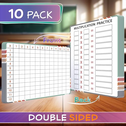SCRIBBLEDO Multiplication Math 9”x12” Small White Board Dry Erase Sheets Math Manipulatives 3rd Grade Multiplication Times Table Chart Math Supplies Teacher Students Classroom Pack of 10 Sheets - color: Multiplication Chart