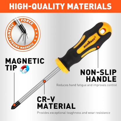 HORUSDY 11-Pieces Magnetic Screw driver, Magnetic 5 Phillips and 5 Flat Head Tips for Fastening and Loosening Seized - style: 11-Pieces Magnetic Screw driver