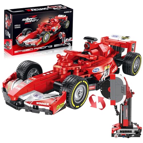 2IN1 Racing Car Building Blocks Set, MOC Speed Model Kit for Kids Ages 8+ and Adults, Creative Race Toy Gift for Boys & Girls (XZ0004) - color: Red