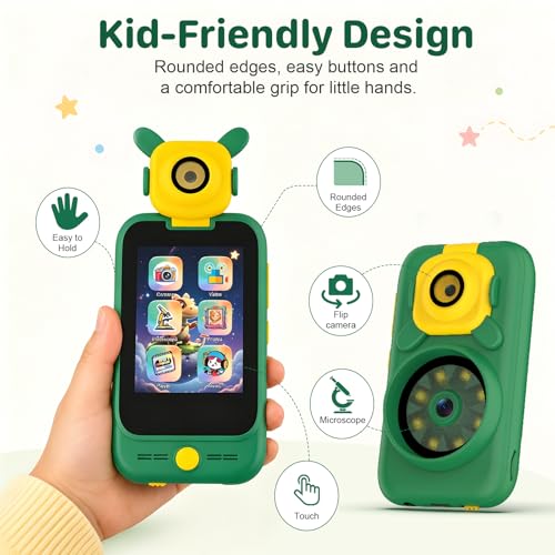 Microscope for Kids, 2-in-1 Kids Camera & Wonder Quest Microscope, Handheld Digital Toy with 2.8" Touchscreen, STEM Educational Pocket Microscope for Boys Girls Ages 3-12 (Pink) - color: Pink