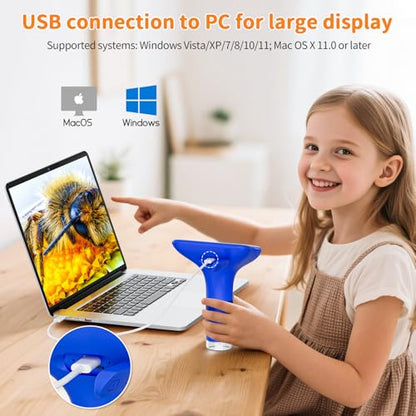 SKYBASIC Digital Microscope for Kids, 3" Screen 1000X Handheld Microscope HD Pocket Portable Microscopes Camera, Science Edu Fun Toys for Ages 4-12 Children Students Boys Girls -Blue - color: 3"-Blue