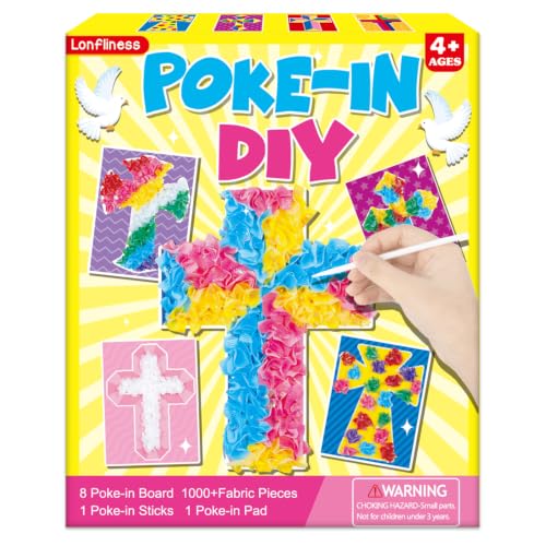Lonfliness 8 Pcs Cross Poke in Craft Kits for Kids Mess Free DIY Art - style: Cross