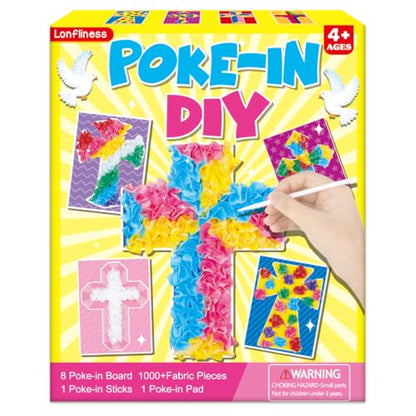 Lonfliness 8 Pcs Cross Poke in Craft Kits for Kids Mess Free DIY Art - style: Cross