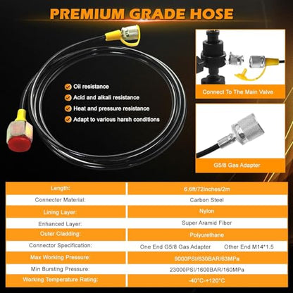 Hydraulic Nitrogen Accumulator Charging Kit, Nitrogen Fill Kit Hydraulic Pressure Test Kit with 3 Gauges 1500/4500/6000 psi, 7 Adapters, Gas Hose & Main Valve Body Gas Charging Tool for Excavators - size: 3 Gauge Accumulator Charging Kit