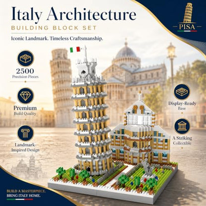 Leaning Tower of Pisa Micro Mini Building Blocks Set Italy Architecture Building Kits Famous Landmark Model Toys Gift for Adults Kids Teens 2500 PCS - style: The Leaning Tower of Pisa