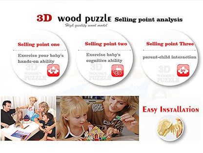 calary 3D Wooden Puzzle Simulation Animal Dinosaur Assembly DIY Model Toy for Kids and Adults,Set of 6 - style: A-Dinosaur Assembly
