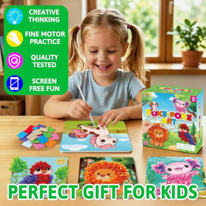 AGENTLAN Animal Poke Art Kit,Mess-Free Crafts for Kids Ages 3-8 - style: Animal