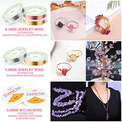 selizo Ring Making Kit with Crystal Beads, 28 Colors Crystal Jewelry Making Kit with Crystals, Jewelry Wire, Pliers and Earring Making Supplies for Jewelry Making