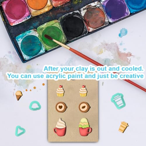 18Pcs Tea Party Polymer Clay Cutters Afternoon Ice Cream Clay Earrings Cutters Coffee Cake Cute Polymer Clay Cutter for Jewelry Earrings Making Birthday Party DIY Supplies - style: Coffee