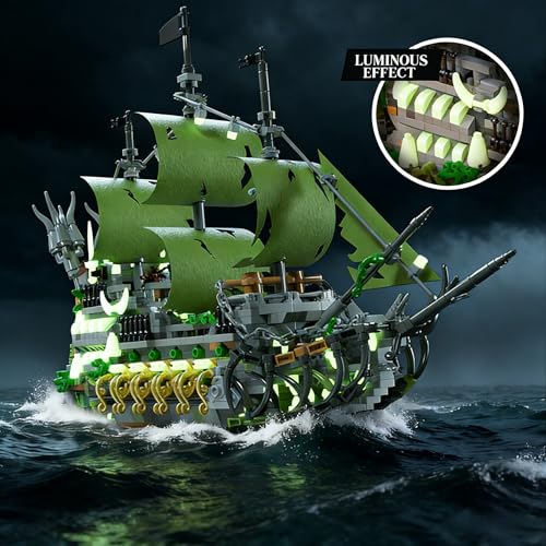TSONER Pirate Ship Building Kit with Glow-in-The-Dark for Adult & Teens 14+ - style: Medium Pirate Ship