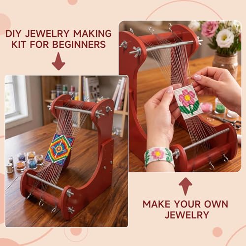 ZOLAOLA Adjustable Standing Bead Loom – Bead Loom Kit for Adults & Beginners with 4 Length Settings, Ergonomic Angled Design, Work Area 7.5"-10.5", for Jewelry Making, Bracelets, Necklaces & Crafts