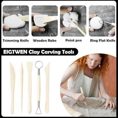 EIGTWEN 100ml Air Dry Clay Glaze and 29pcs Clay Tools Kit, Gloss Varnish - size: Gloss