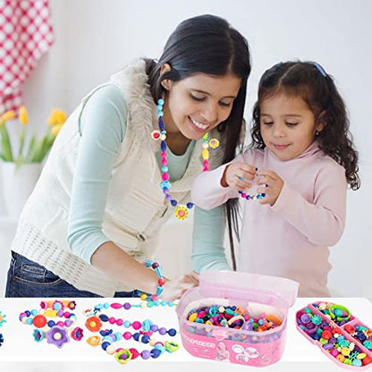 BIRANCO. Pop Beads, Jewelry Making Kit - Arts and Crafts for Girls 3-7 Years Old, Snap Beads Toys - Necklace, Bracelet, Ring Creative DIY Set - 520 pcs - size: classic