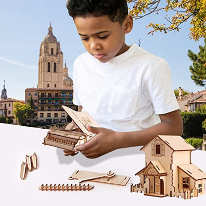 calary 3D Wooden Puzzle Simulation Animal Dinosaur Assembly DIY Model Toy for Kids and Adults,Set of 6 - style: D-House Assembly