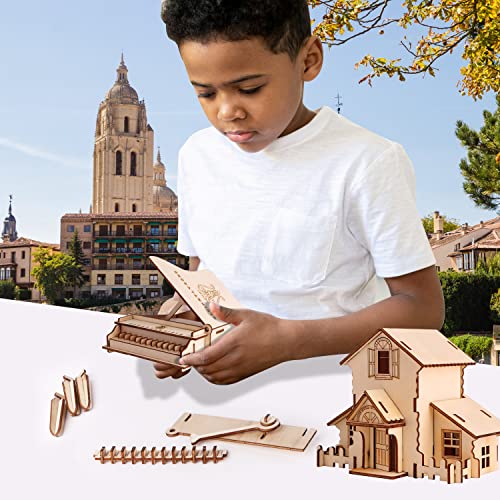 calary 3D Wooden Puzzle Simulation Animal Dinosaur Assembly DIY Model Toy for Kids and Adults,Set of 6 - style: D-House Assembly