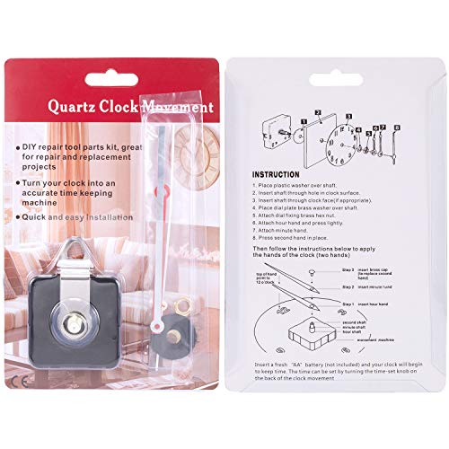 Hicarer 28 mm Long Shaft Quartz Clock Movement Clock Parts Repair Kit (Red) - color: Red