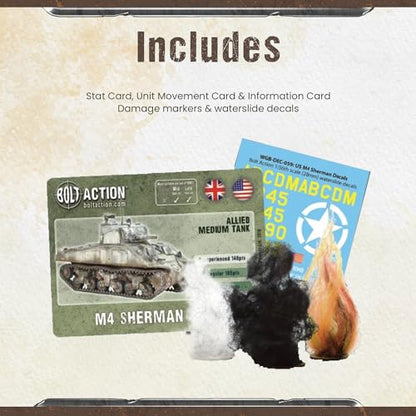 Wargames Delivered - Warlord Games Bolt Action Tank War -M4 Sherman Tank (75), World War 2 Miniature Model, 28mm Scale - color: M4 Sherman Medium Tank