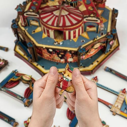 3D Wooden Puzzle Ferris Wheel DIY Miniature House Kit Music Box - color: Century Ferris Wheel
