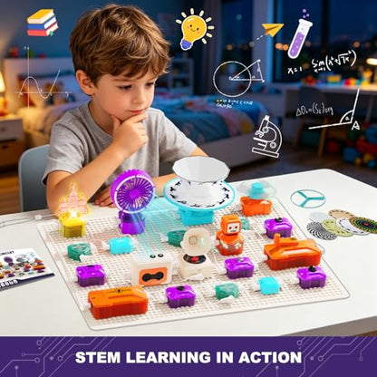 VATOS Science Circuit for Kids Ages 6-12, 68PCS Electronics Building Kit with 450+ STEM Projects, Rotational Imaging, Sound Recording & Playback, Dual Power STEM Educational Toys for Boys Girls