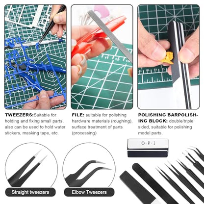Fippy 101PCS Model Tools Kit, Hobby Building Tools Model Making Tools Kit for Basic Model Assembling, Building and Repairing - style: Set C