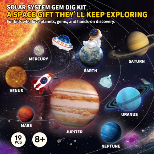 CubicFun Solar System Gem Dig Kit for Kids 8-12, STEM Space Science Kit