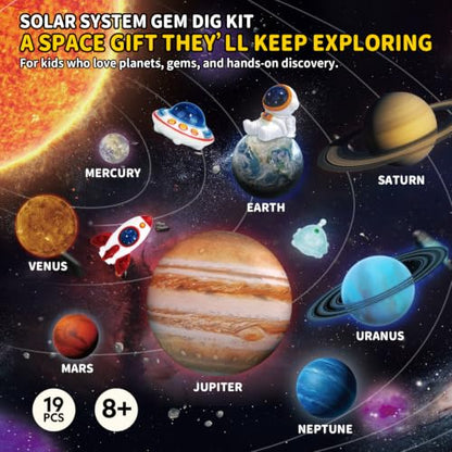 CubicFun Solar System Gem Dig Kit for Kids 8-12, STEM Space Science Kit