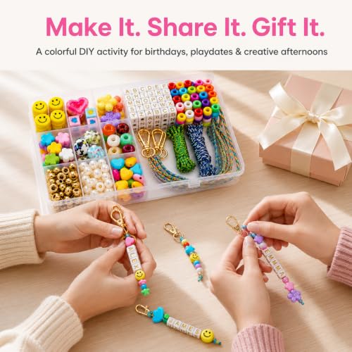 Kdpuei 421PCS Bead Keychain Making Kit, Keychain Bead Kit, DIY Bag Charm Set with Acrylic Heart Star Flower Alphabet Beads, Bead Keychain Kit, Jewerly Making Kit for Girls Women - size: 421PCS Bead Keychain Making Kit