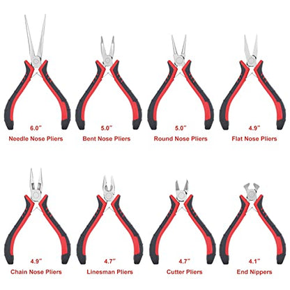 Jewelry Pliers Sets Jewelers Making Tools Kit, Professional 8 piece Mini Wire Plier with Wood Holder for Beading, Crafting, Crimping, Cutting, Repair, Wrapping, Complete Quality for Adults Starter - style: mini pliers set with pallet