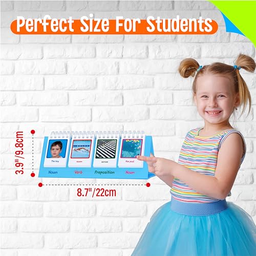 Sentence Flip Charts, 80 Double Sided Cards 40 Sentences, Learn Parts of Speech Who/What/Where Sentence Building Freestanding Flip Chart Educational Tool for Preschool Kindergarten 1st 2nd Grade - style: Sentence-B