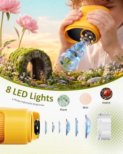 1000X Handheld Digital Microscope for Kids: Pocket Microscope for Stem Toy - color: Yellow